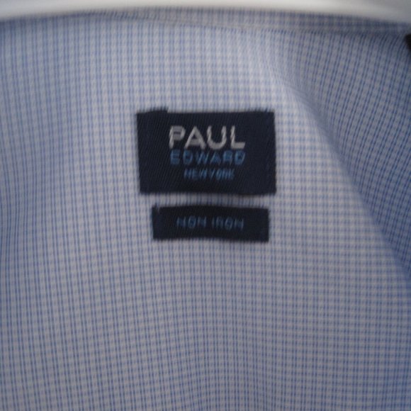 Paul Edward Boys Long Sleeved Button Down Dress Shirt Sz 8 Blue White Checkered - Picture 3 of 5